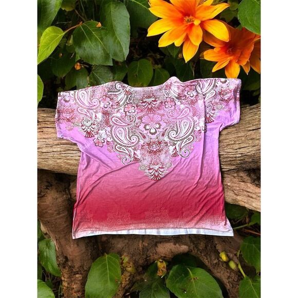 Style & Co. Sport Women's 1X Multicolor Floral Short Sleeve Top Casual T-Shirt - Picture 6 of 6